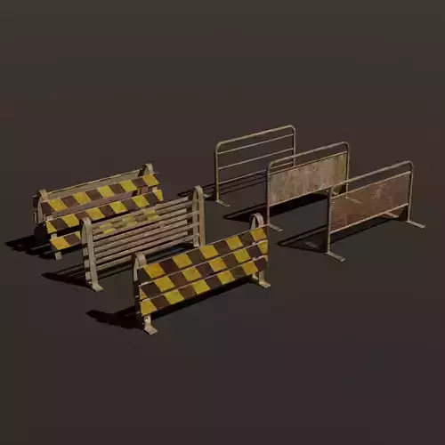 street old rusty fences - gameready Low-poly 3D model