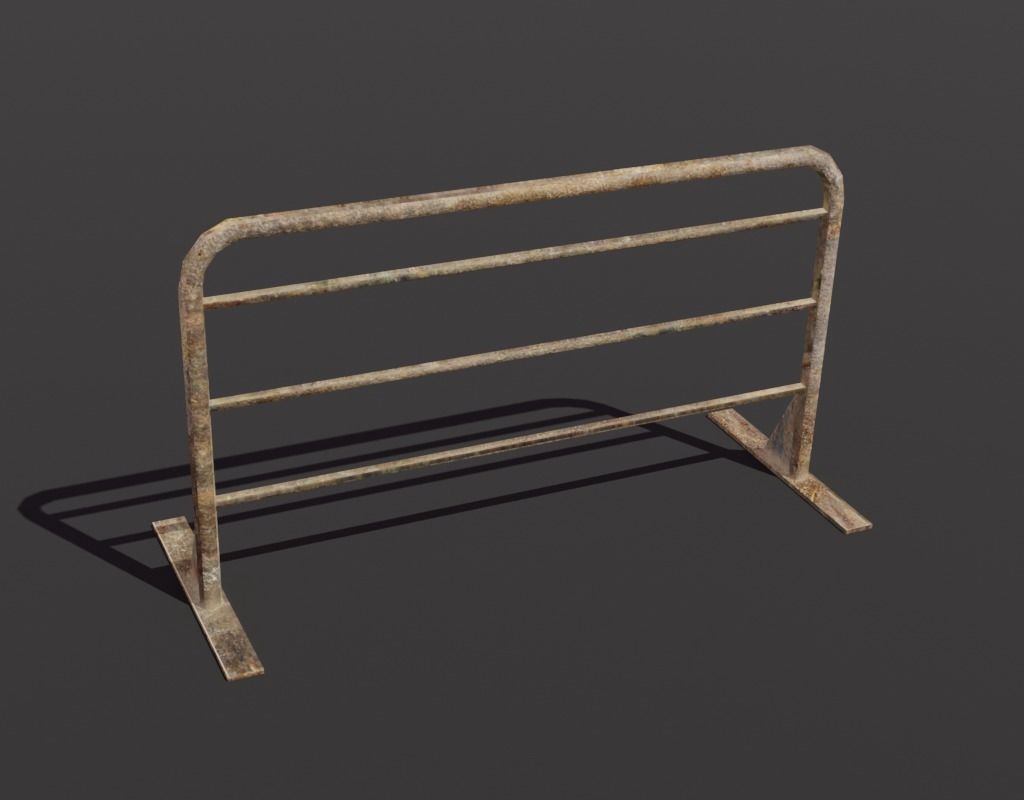 street old rusty fences - gameready Low-poly 3D model_5