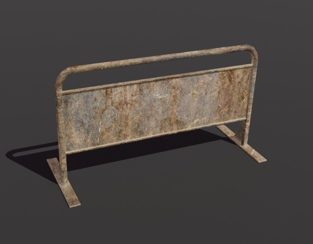 street old rusty fences - gameready Low-poly 3D model_11