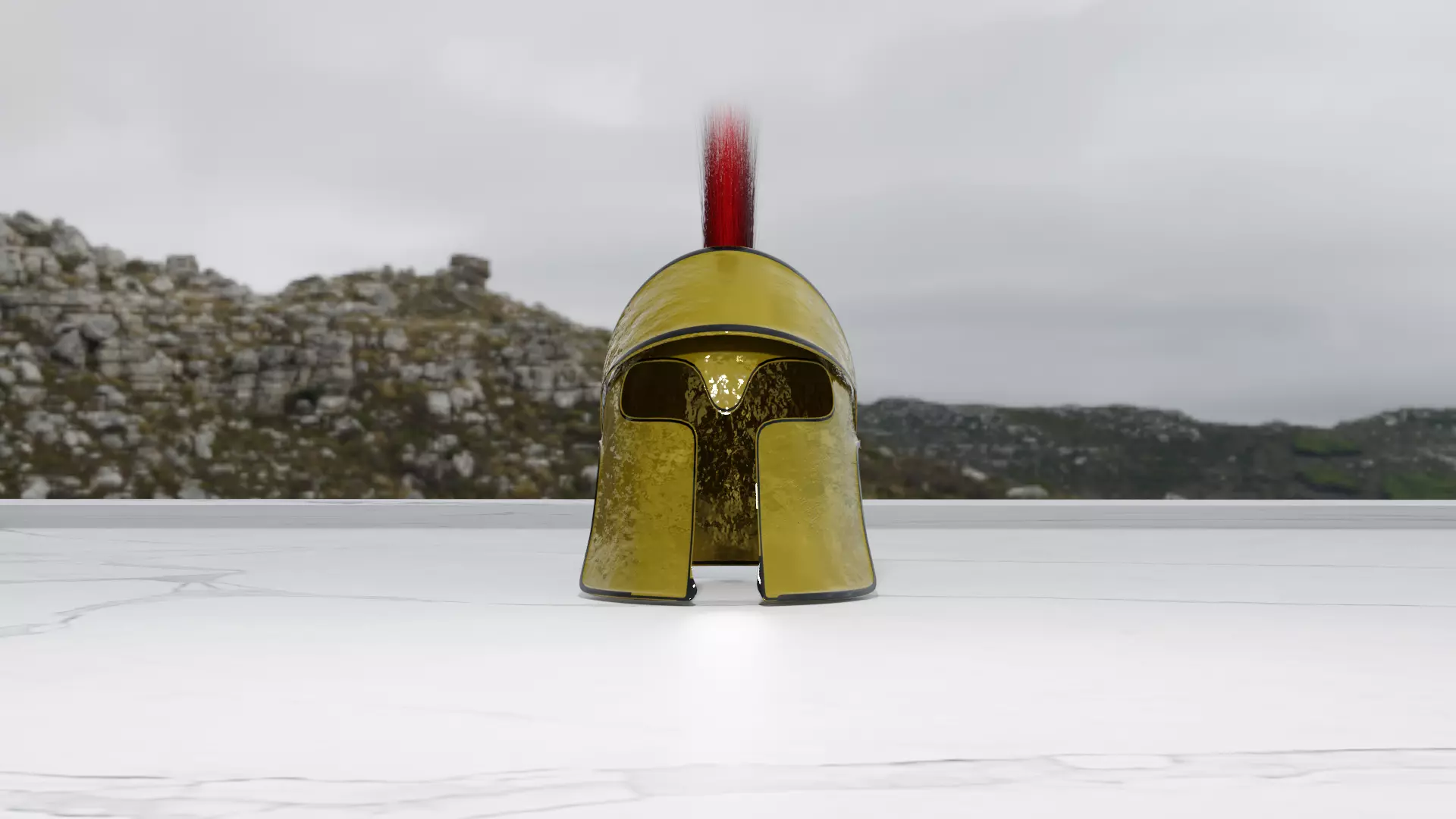 Armor Helmet Spartan Corintian with Hair 3D model
