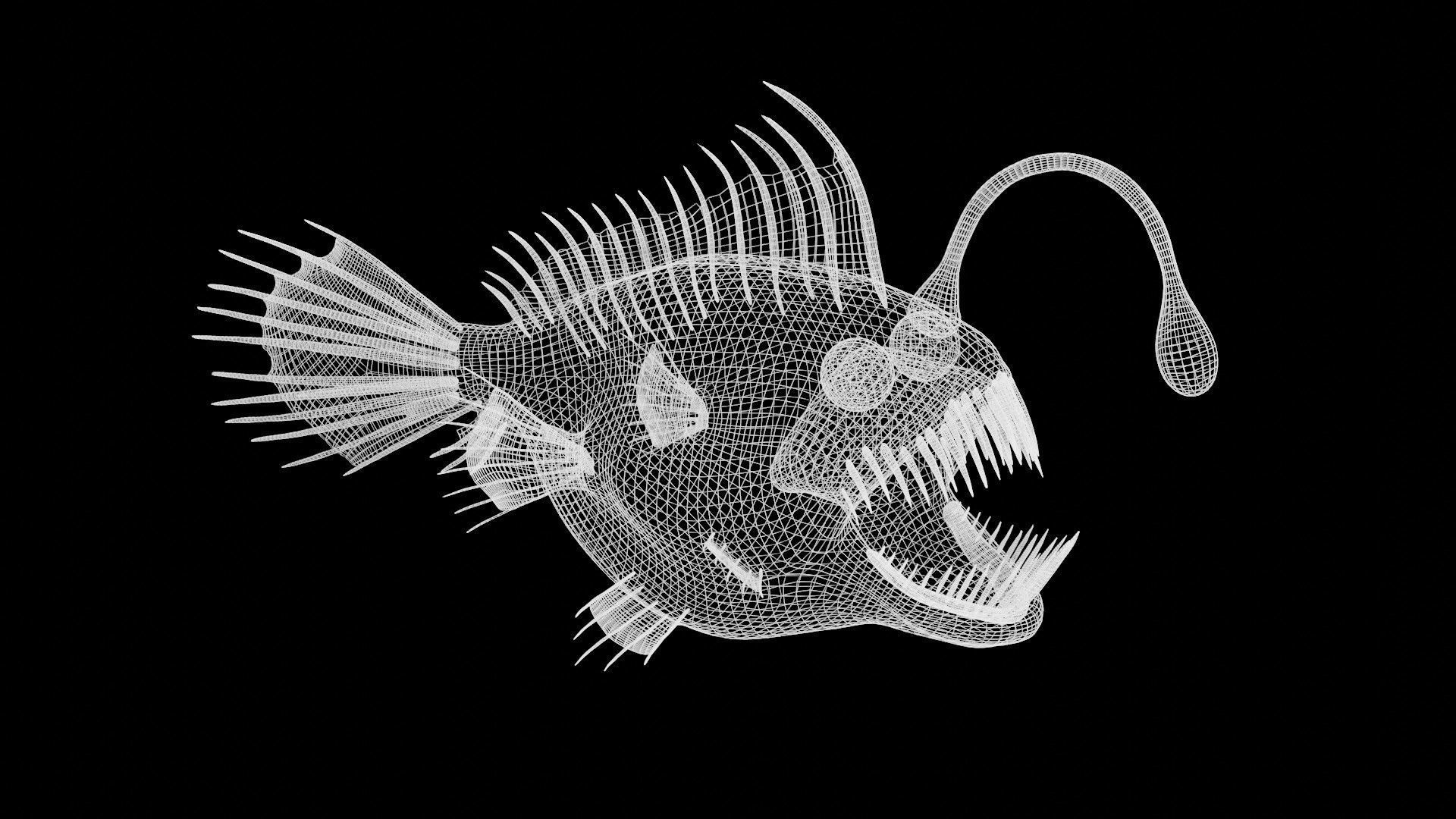 anglerfish fish Low-poly 3D model_7