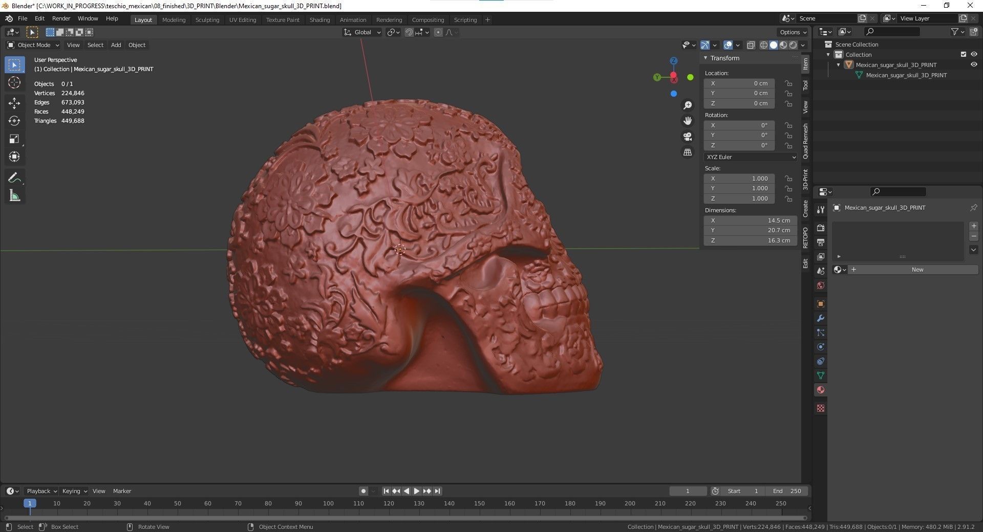 Mexican ethnic sugar skull 3D print model_10