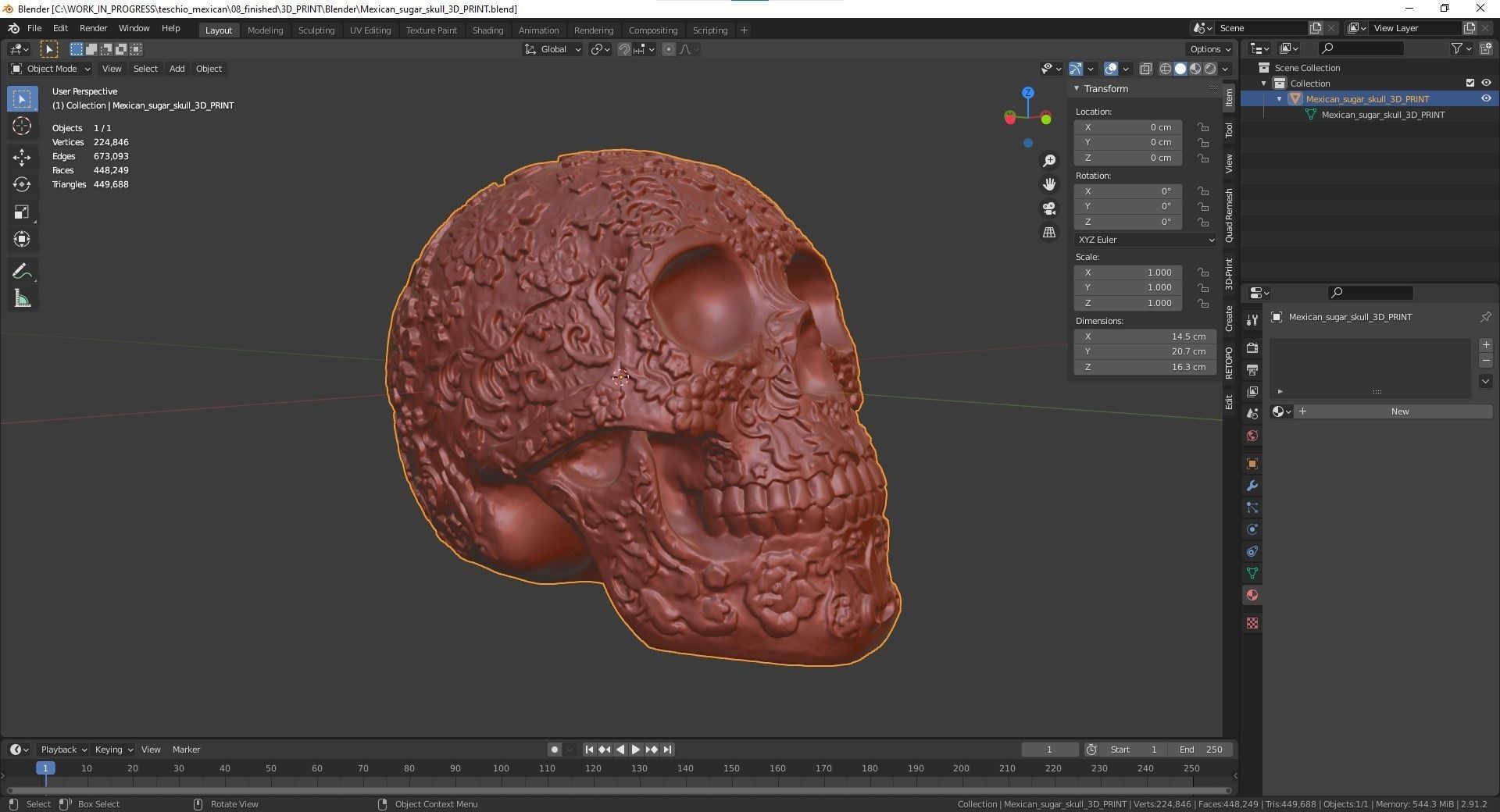 Mexican ethnic sugar skull 3D print model_11
