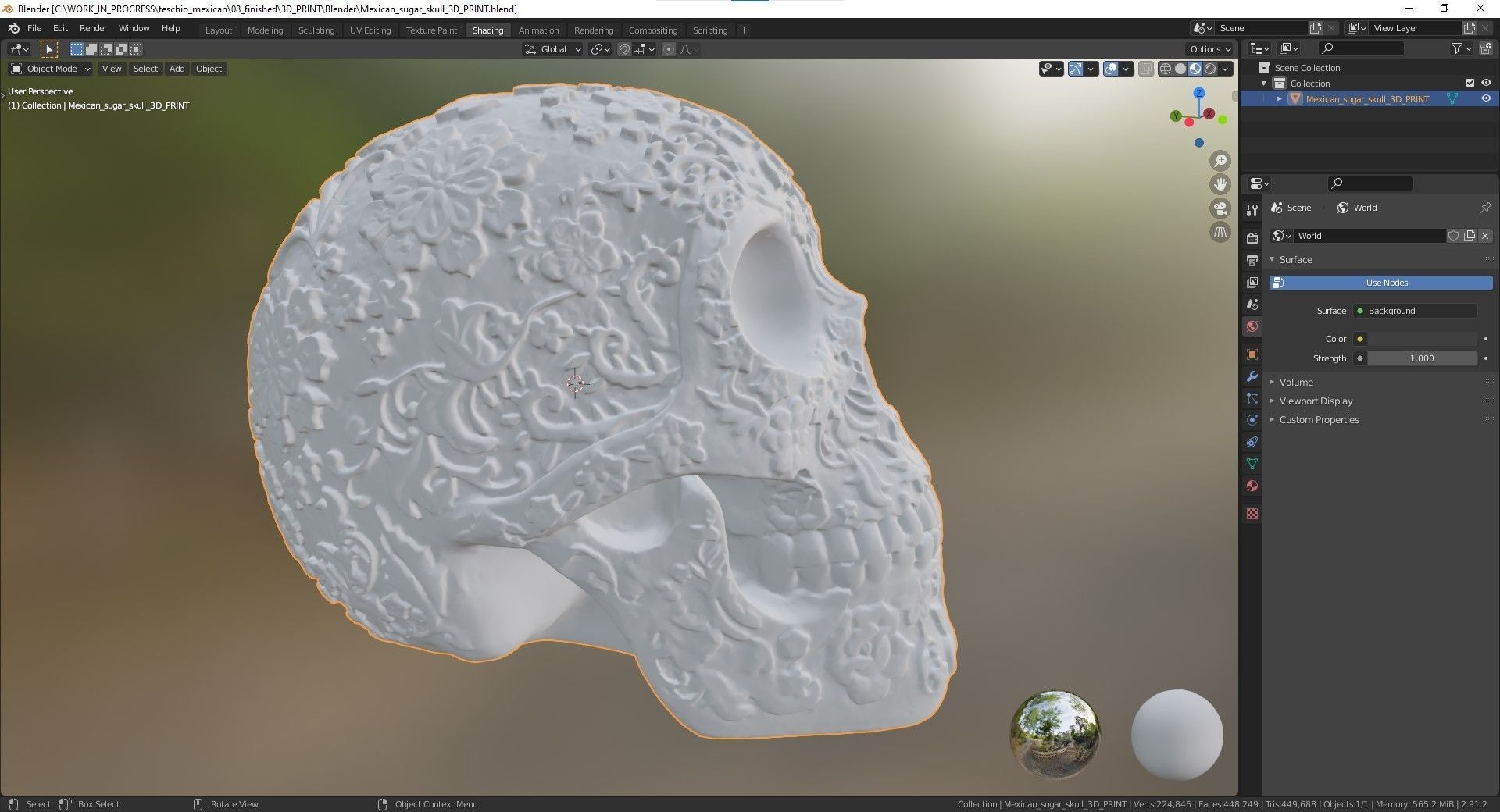 Mexican ethnic sugar skull 3D print model_12