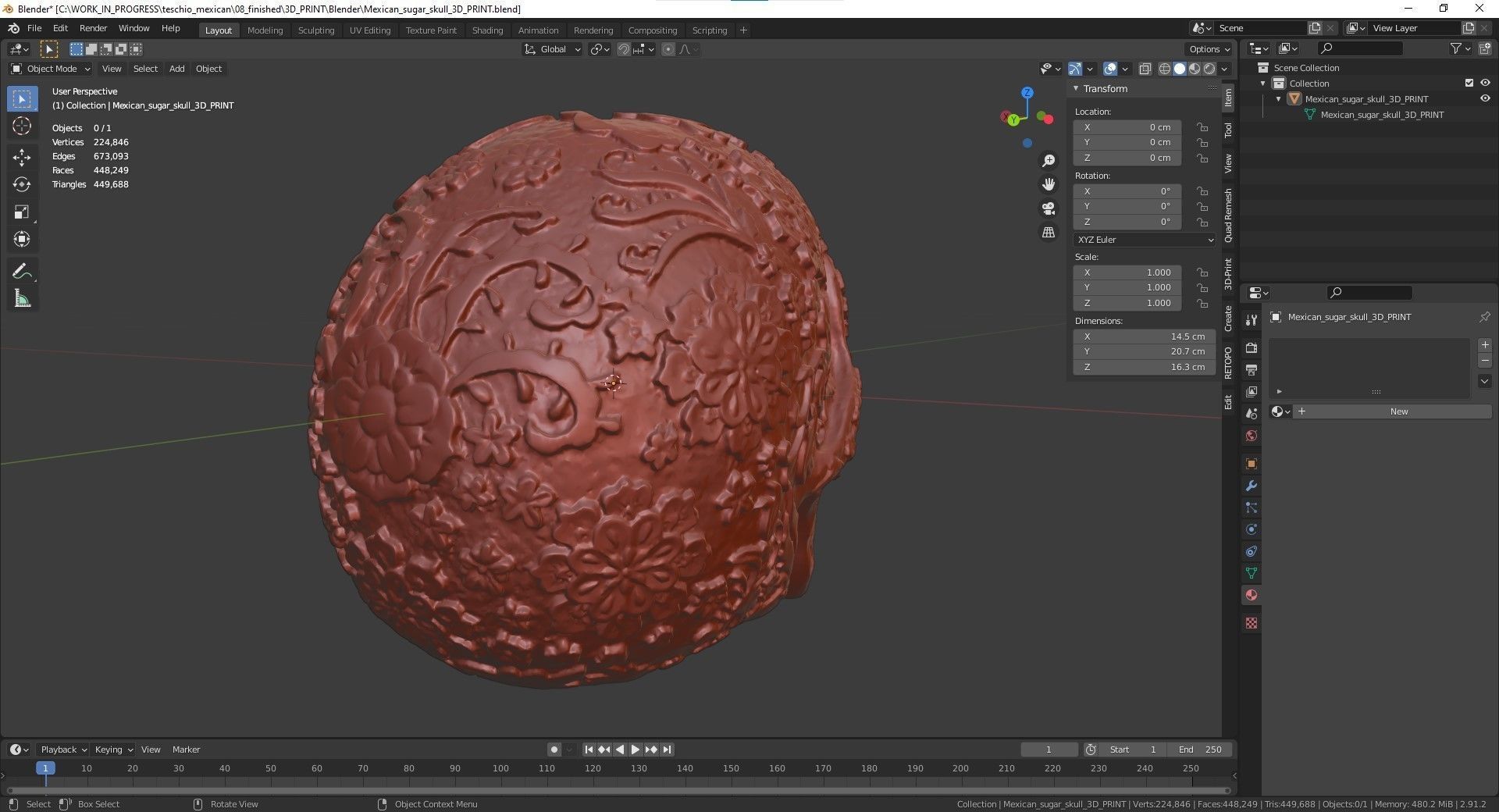 Mexican ethnic sugar skull 3D print model_9