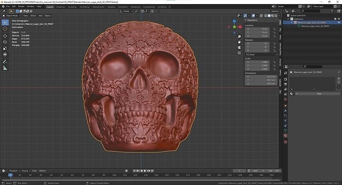 Mexican ethnic sugar skull 3D print model