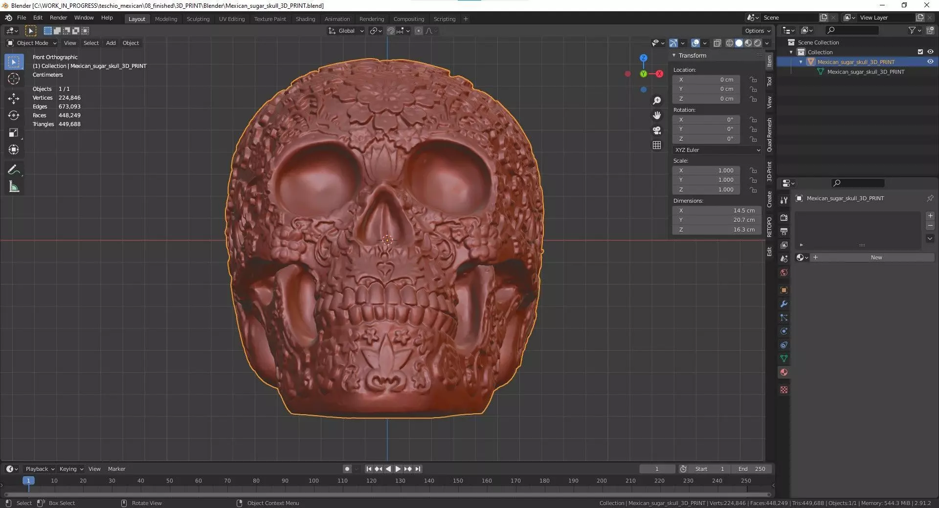Mexican ethnic sugar skull 3D print model_0