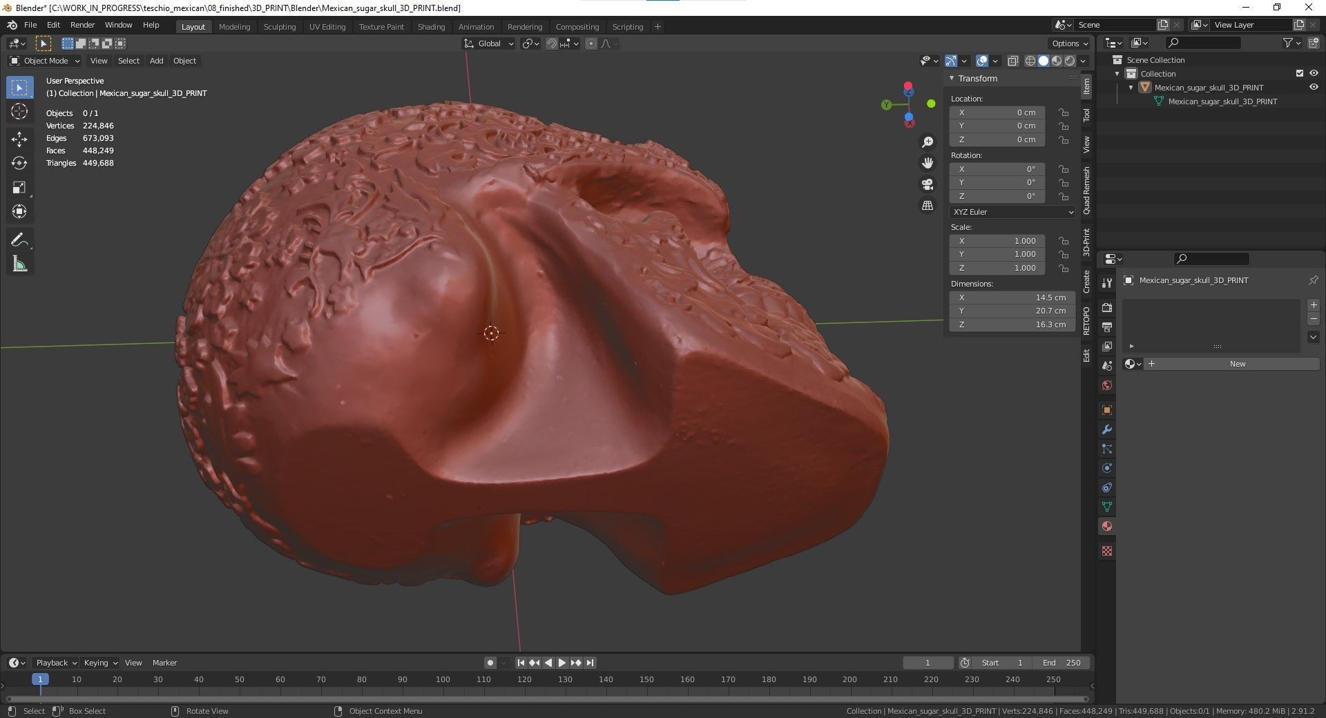 Mexican ethnic sugar skull 3D print model_3