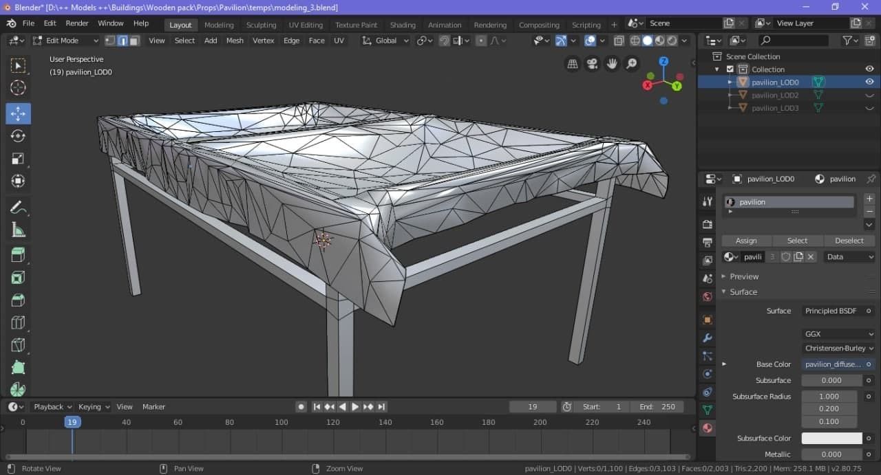 Awning - Tabernacle - Pavilion Low-poly 3D model_3