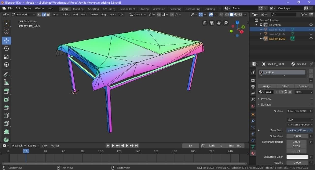 Awning - Tabernacle - Pavilion Low-poly 3D model_5