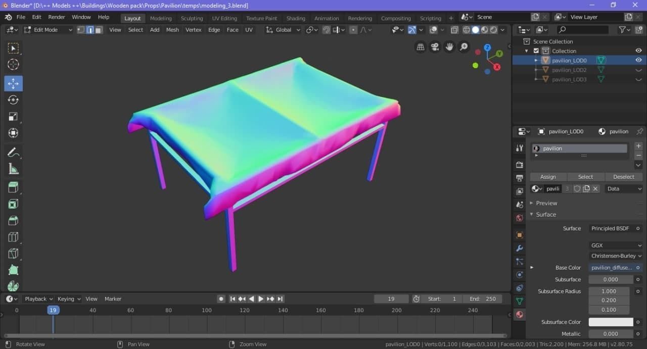 Awning - Tabernacle - Pavilion Low-poly 3D model_4