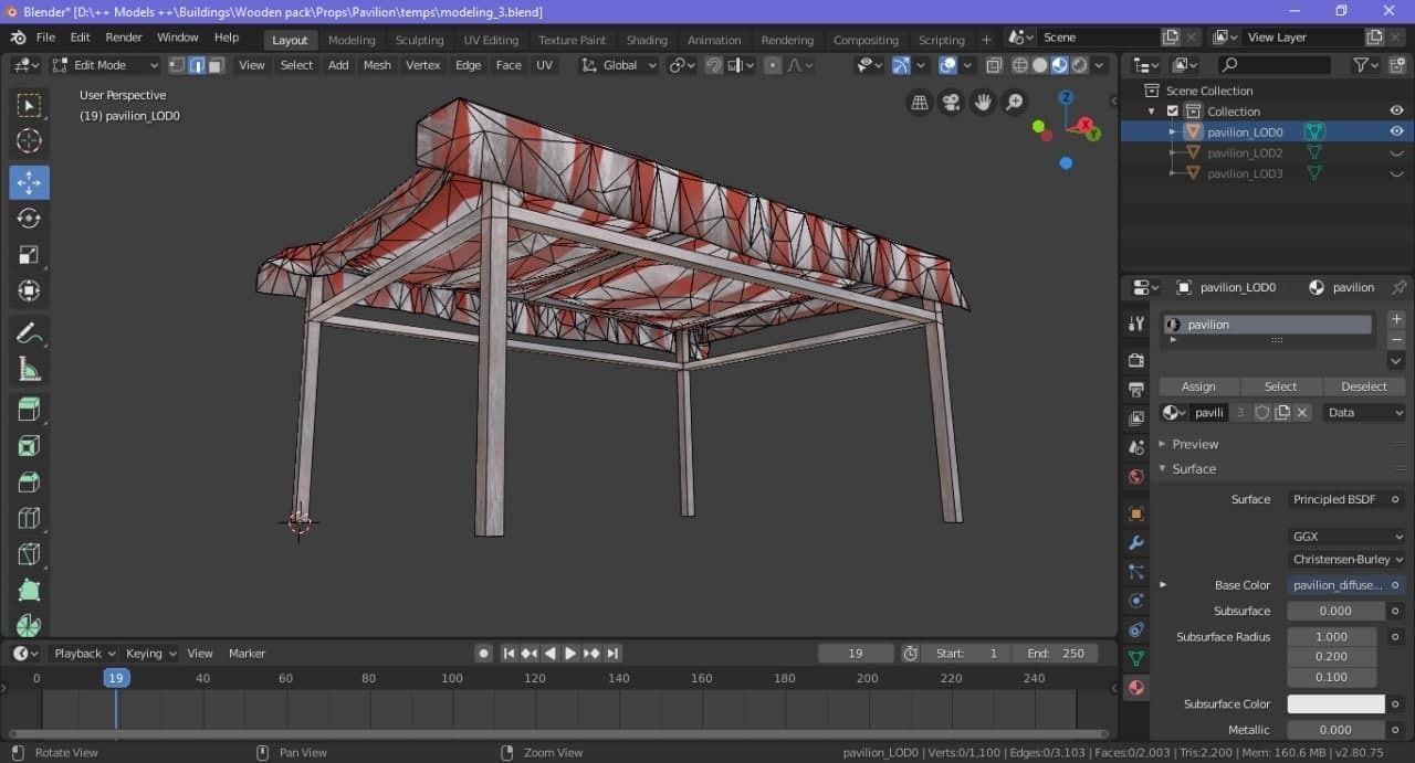 Awning - Tabernacle - Pavilion Low-poly 3D model_2