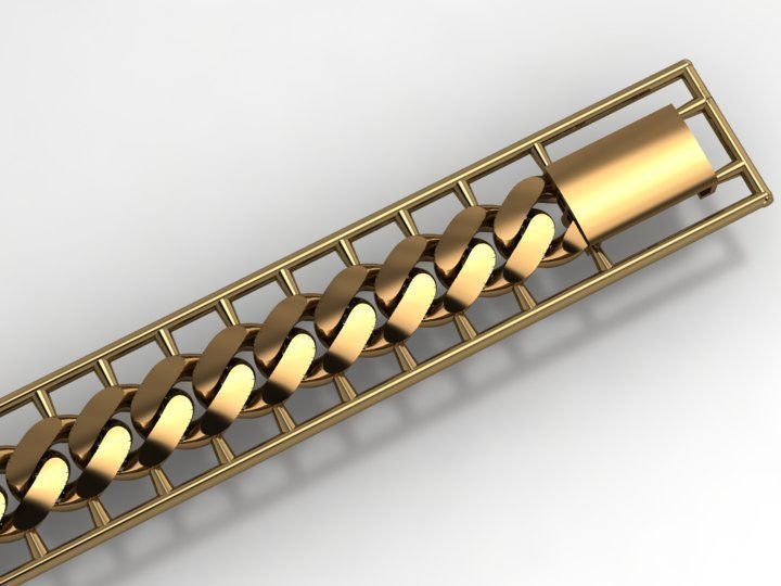 7MM Fusion Cuban Link Chain Bracelet 3D print model_2