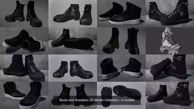 Boots and Sneakers 3D Model Collection 