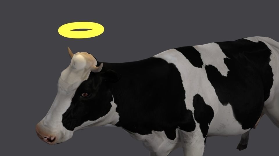 cow Game Ready FBX Low-poly 3D model Low-poly with halo 3D model_2