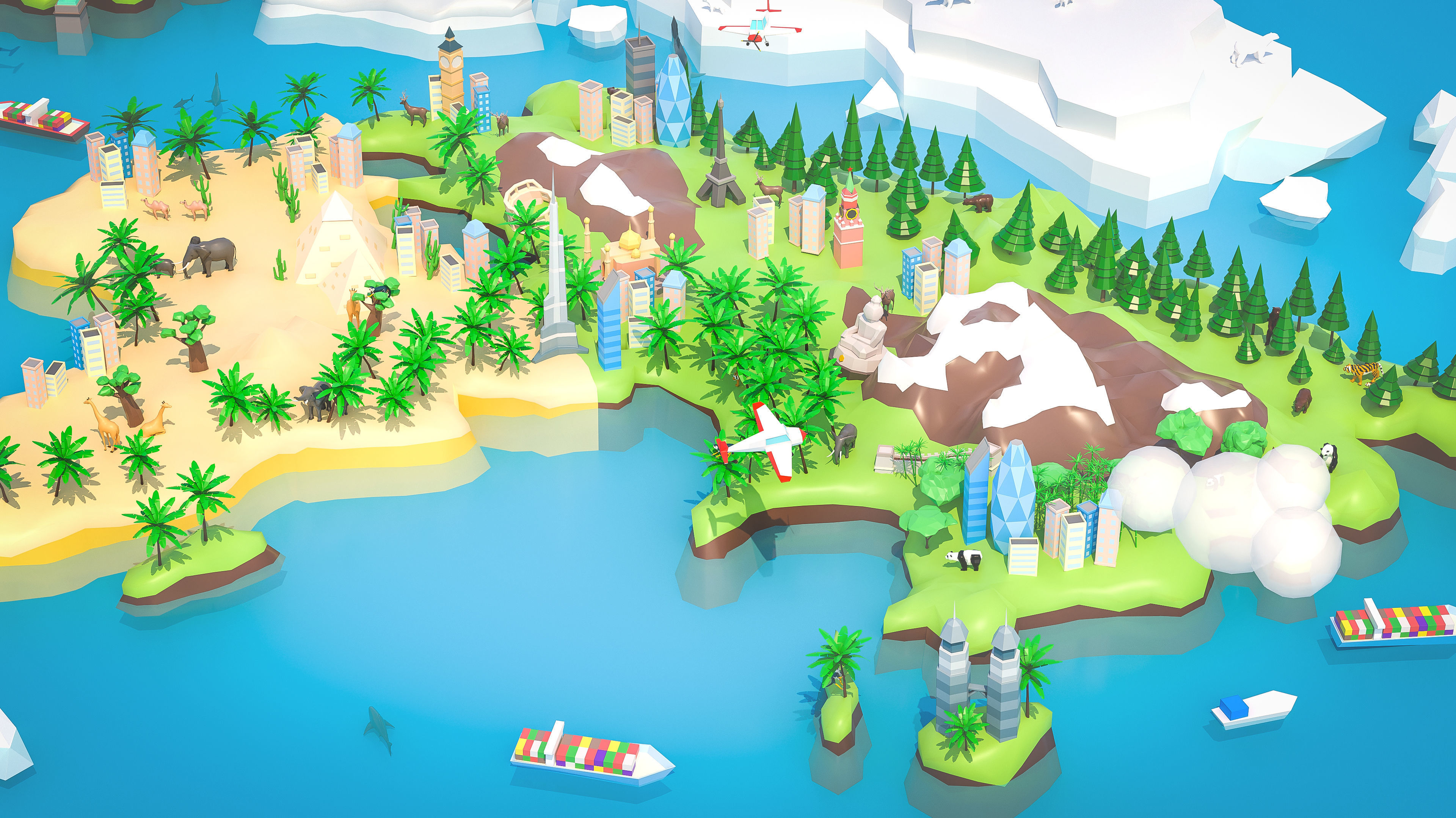 3D model World Map VR / AR / lowpoly CGTrader