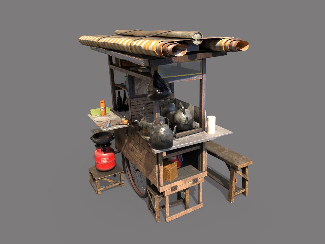 Street Food Cart 3D model_7