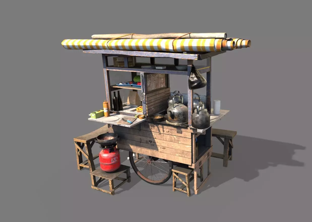Street Food Cart 3D model_0