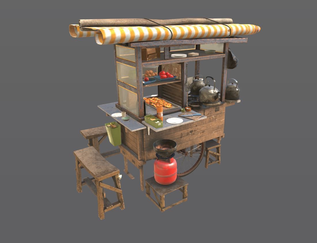 Street Food Cart 3D model_15