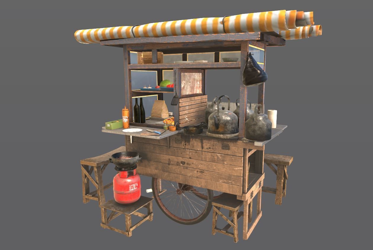Street Food Cart 3D model_8