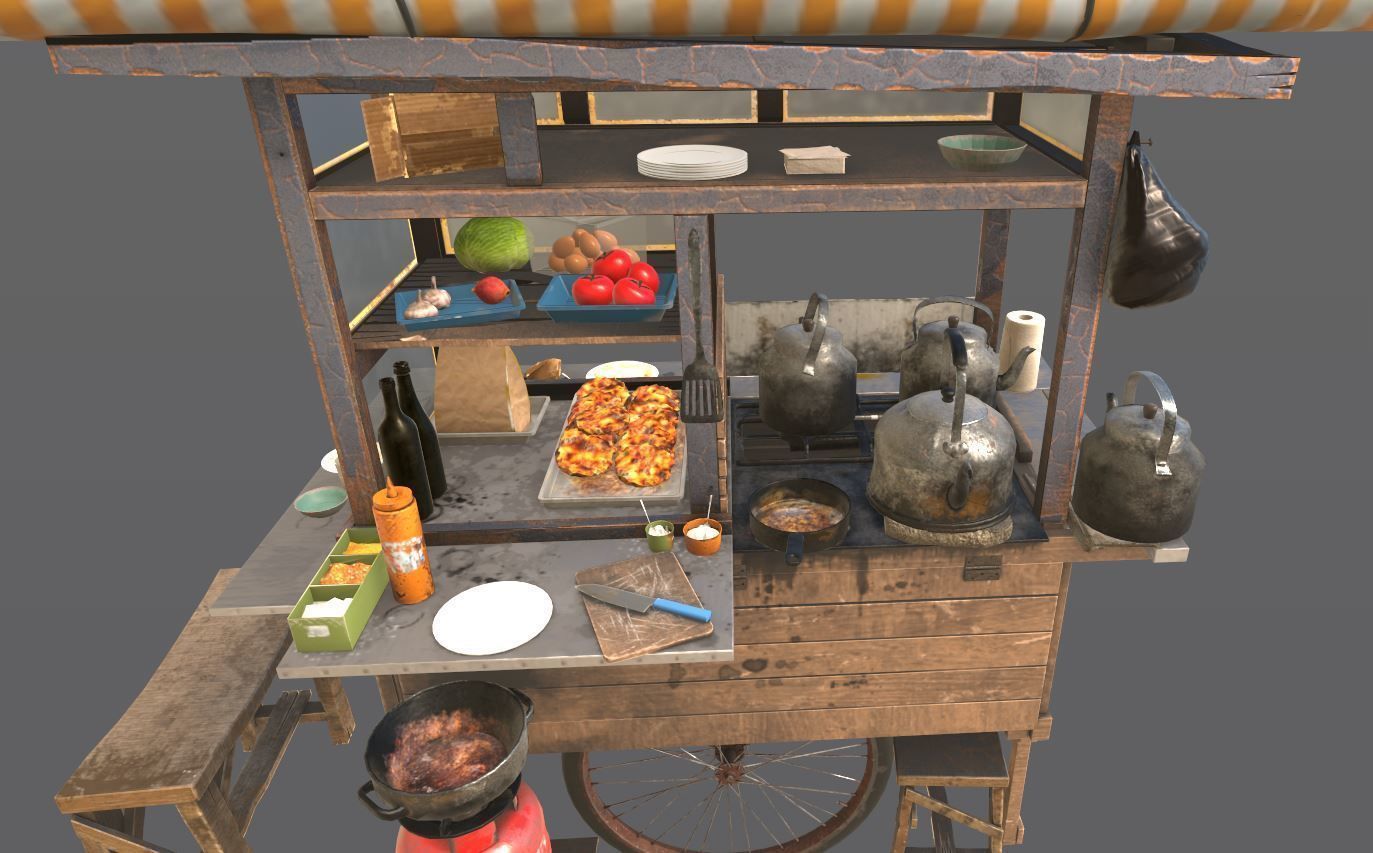 Street Food Cart 3D model_9