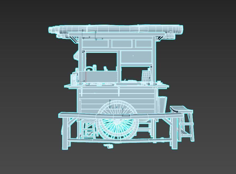 Street Food Cart 3D model_16