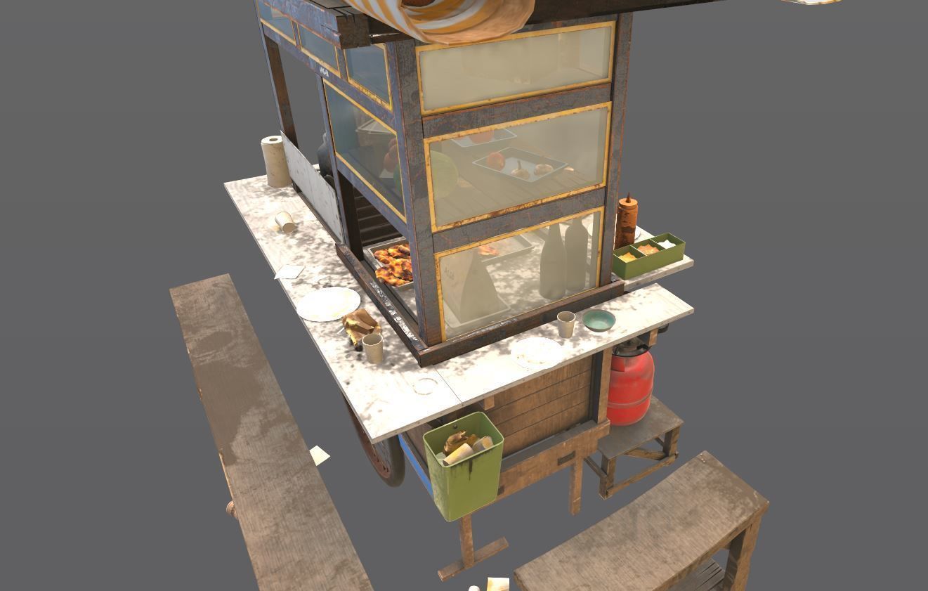 Street Food Cart 3D model_14