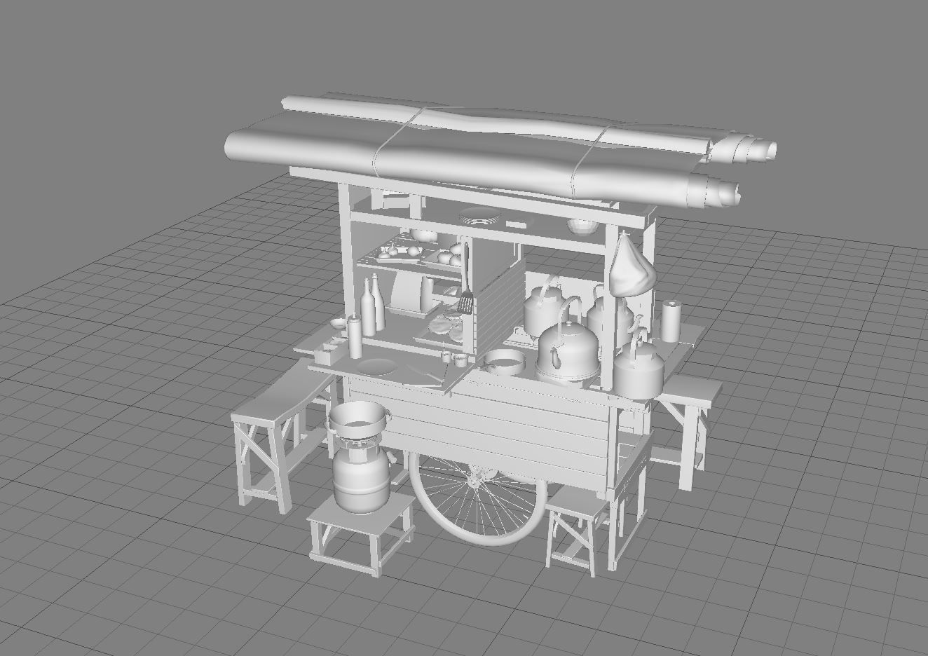 Street Food Cart 3D model_18