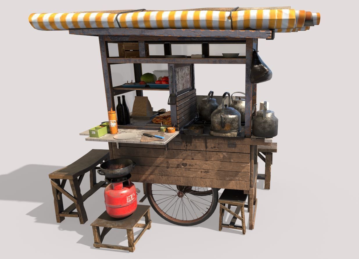 Street Food Cart 3D model_2