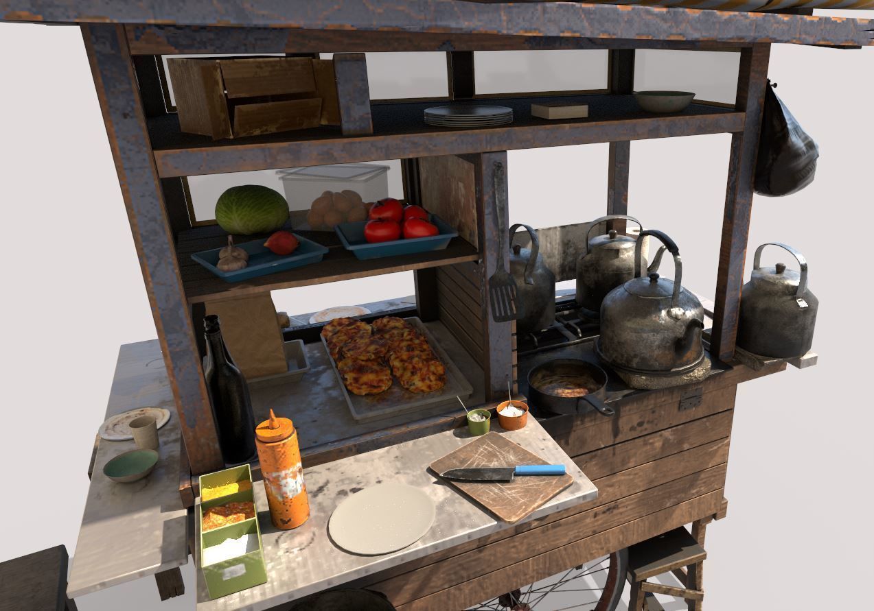 Street Food Cart 3D model_3