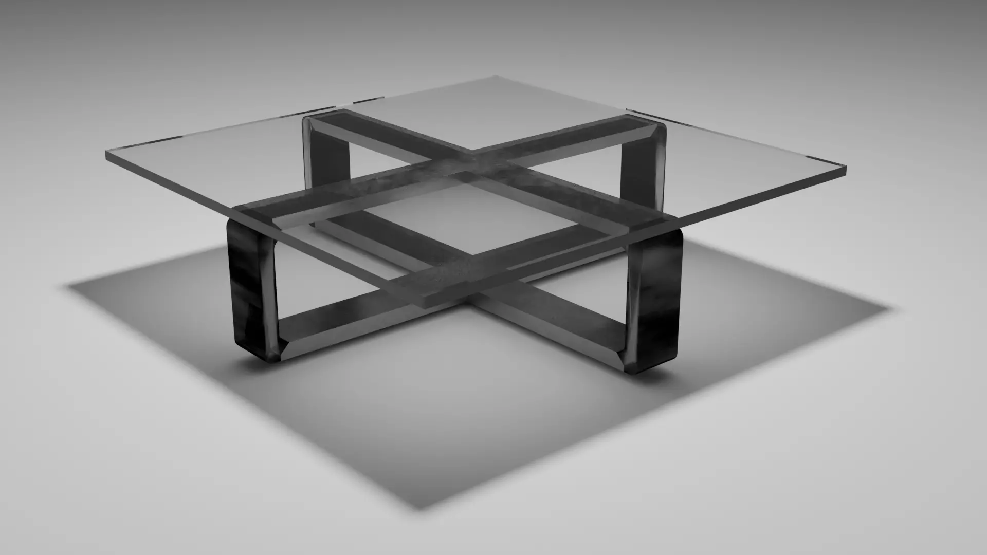 table glass and metal coffee Low-poly 3D model_0