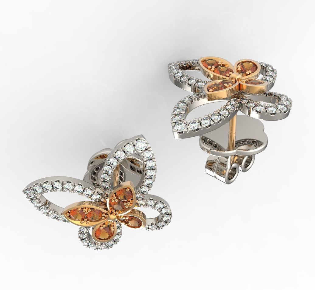 Butterfly Earring Studs  3D print model_7