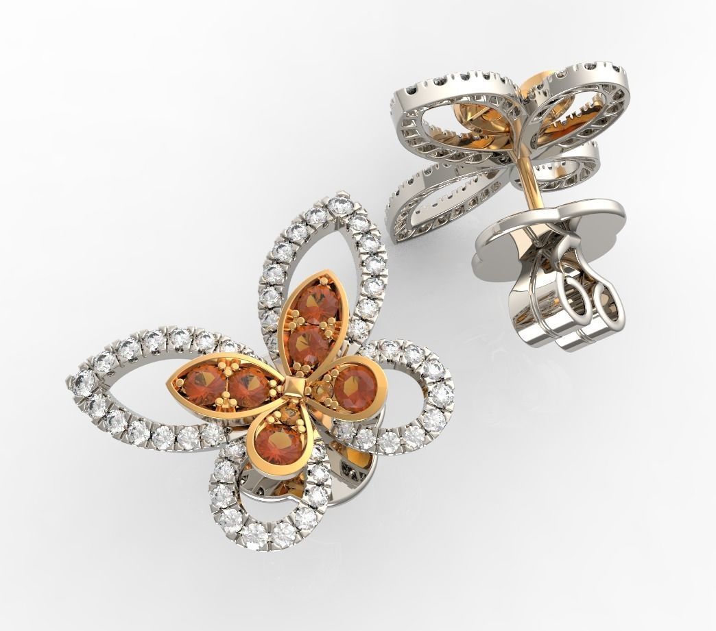 Butterfly Earring Studs  3D print model_2
