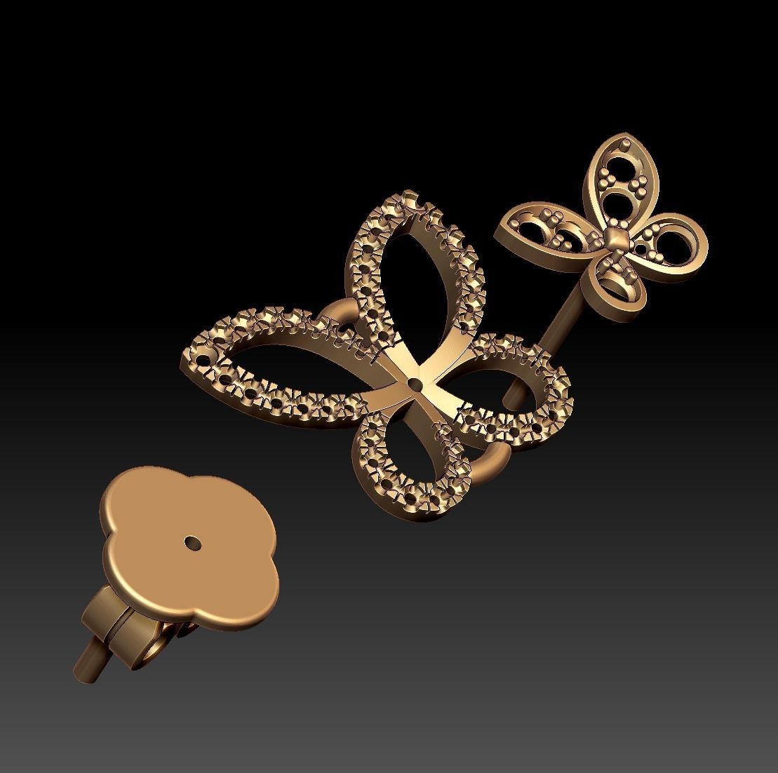 Butterfly Earring Studs  3D print model_12