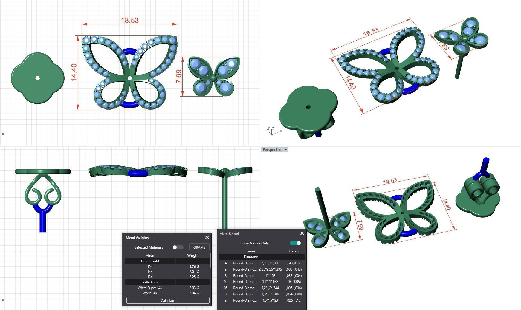 Butterfly Earring Studs  3D print model_1