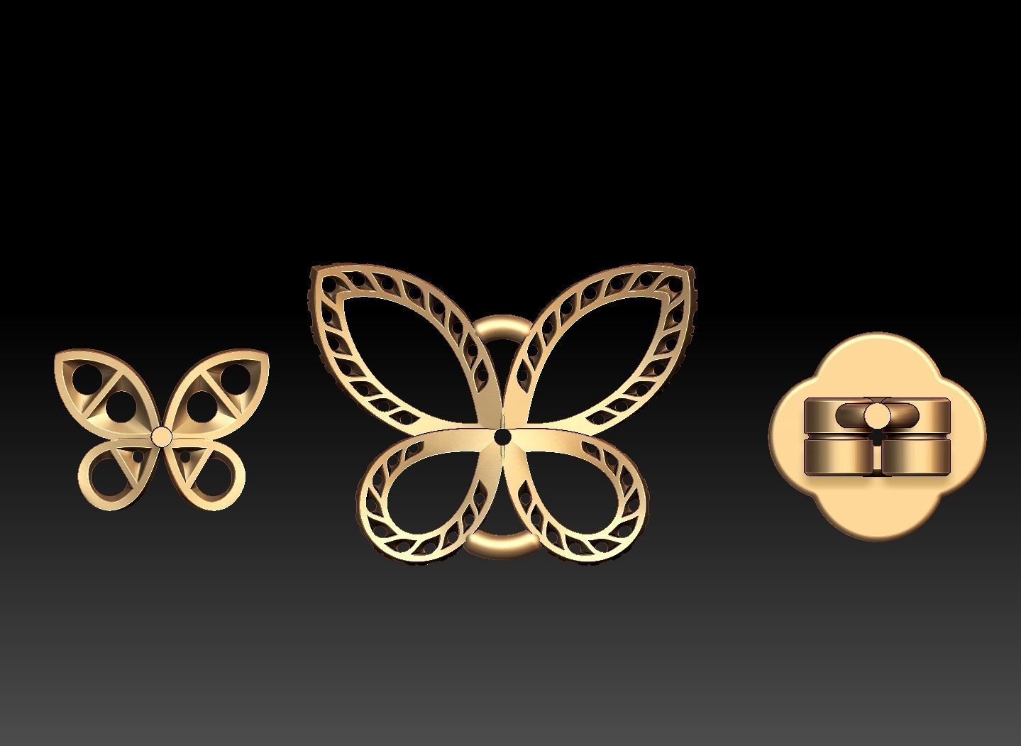 Butterfly Earring Studs  3D print model_16