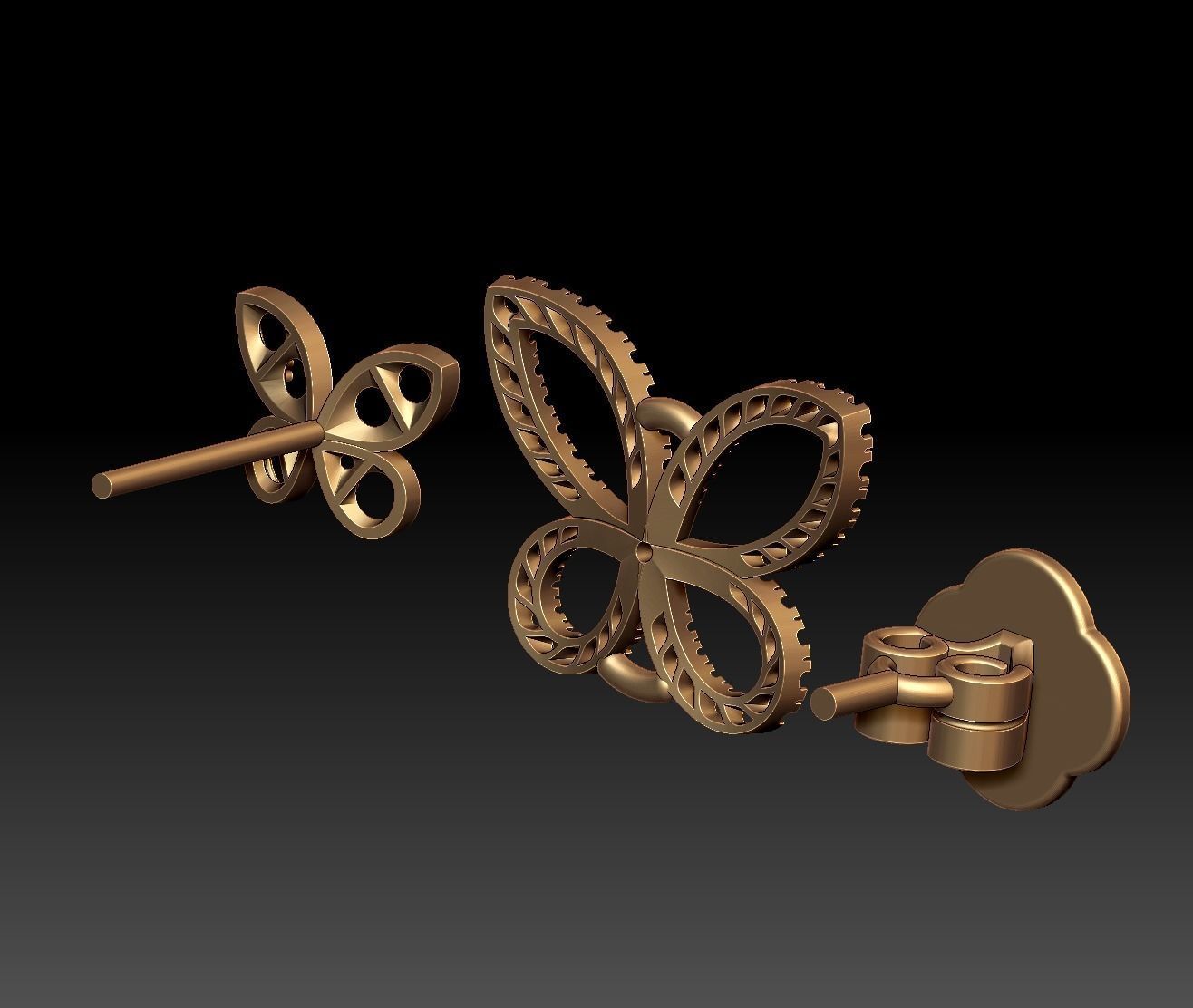 Butterfly Earring Studs  3D print model_14