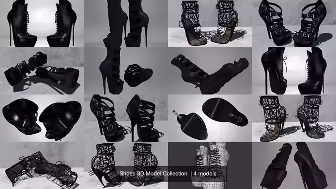 Shoes 3D Model Collection pair of high heeled boots 