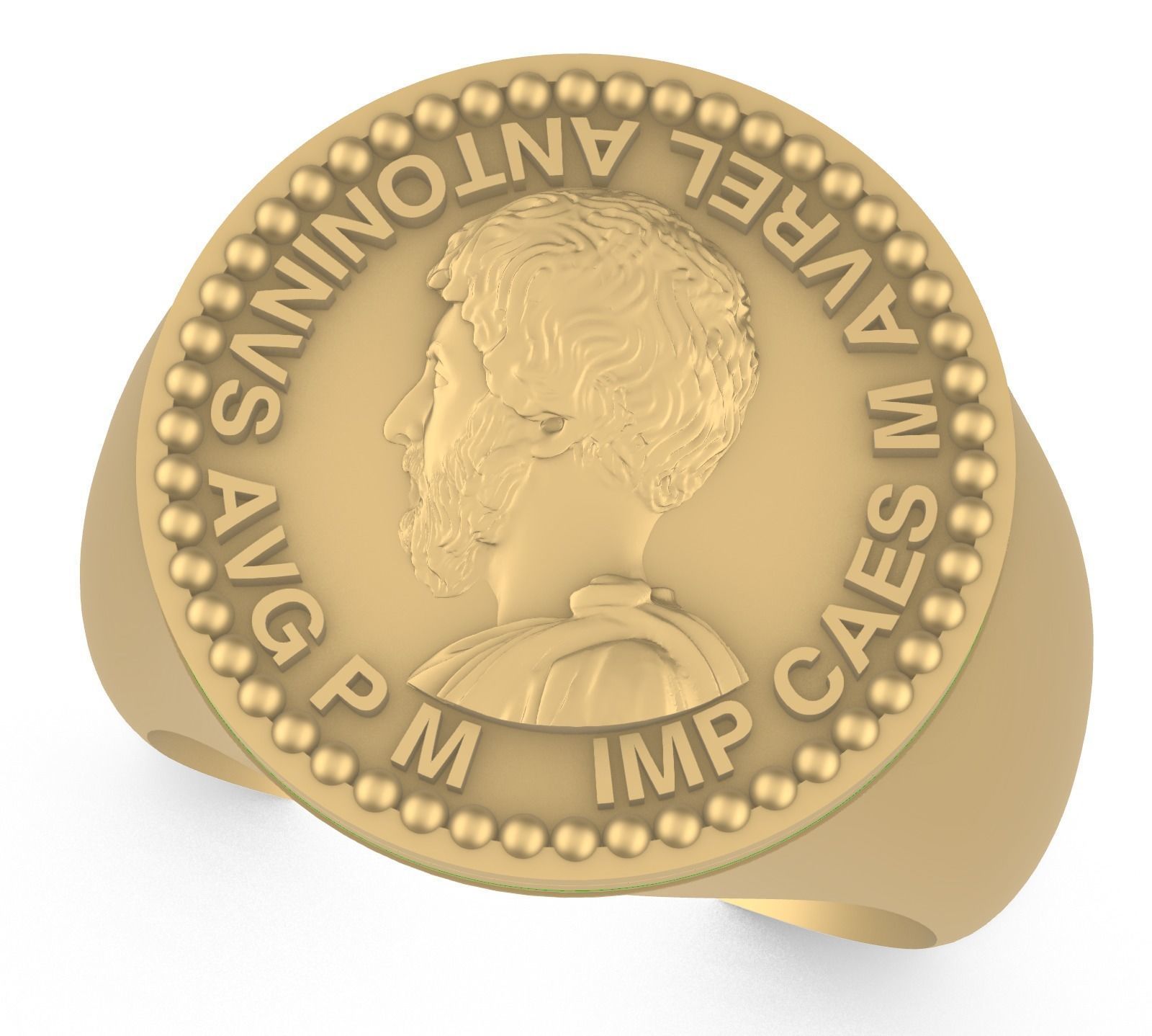 Marcus Aurelius Signet Finger Ring Roman King 3D model_6