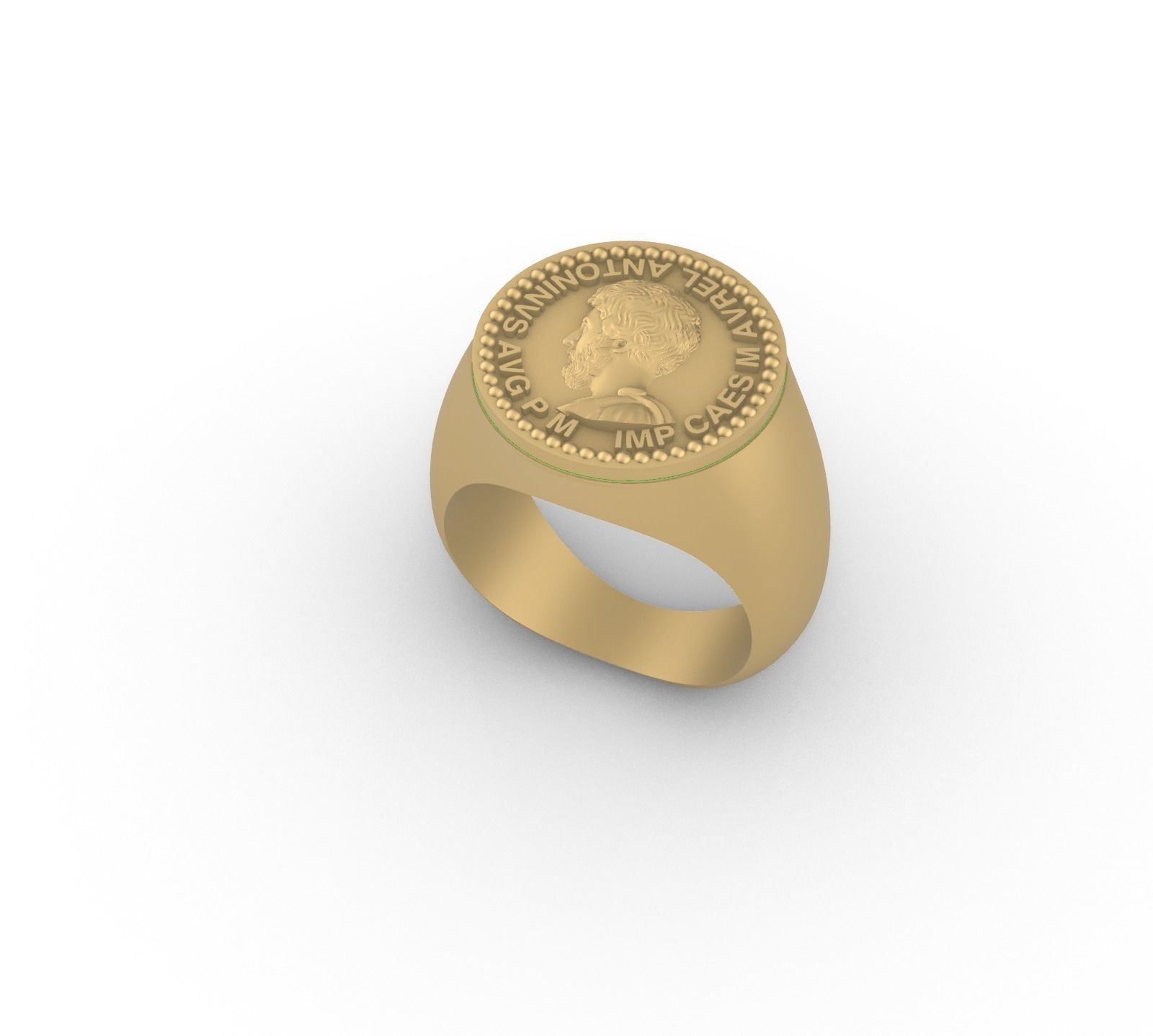 Marcus Aurelius Signet Finger Ring Roman King 3D model_2