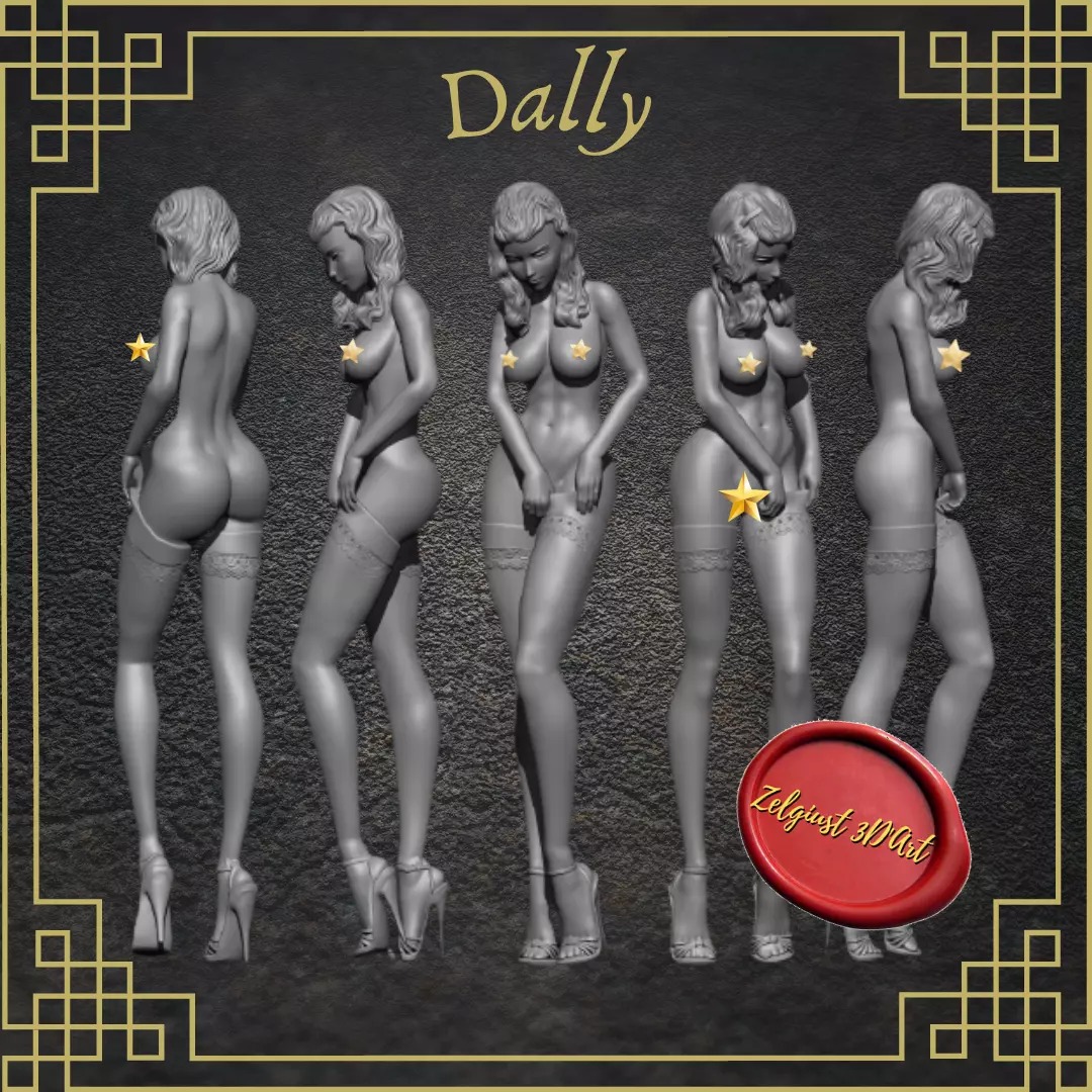 Erotic high quality figure Dally and her stockings 3D print model_0