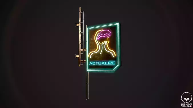 Actualize Neon signs Cyberpunk  PBR Game Ready model