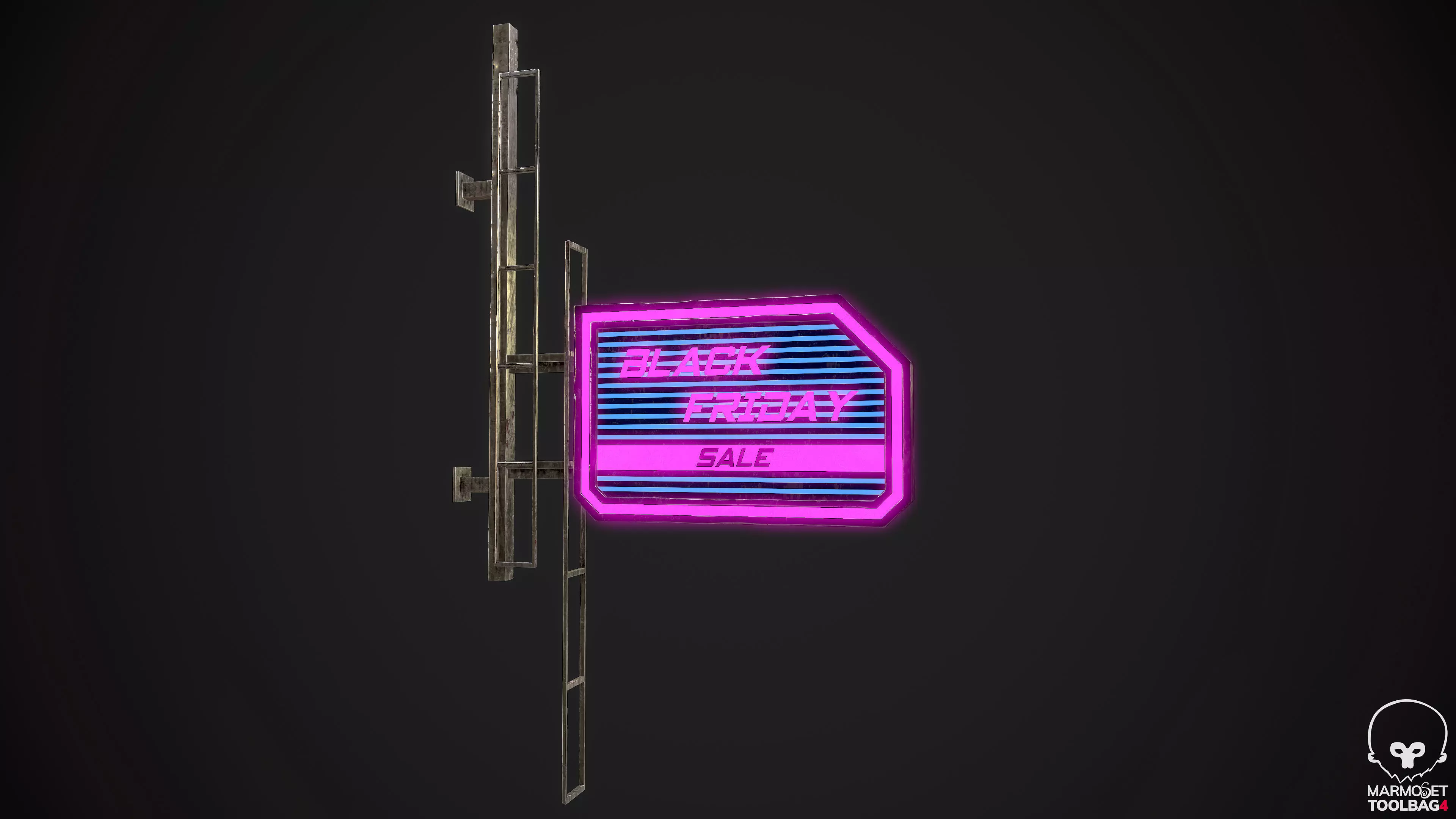 BlackFriday Neon signs Cyberpunk PBR Game Ready model Low-poly 3D model