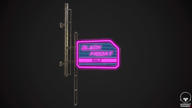 BlackFriday Neon signs Cyberpunk  PBR Game Ready model Low-poly 3D model