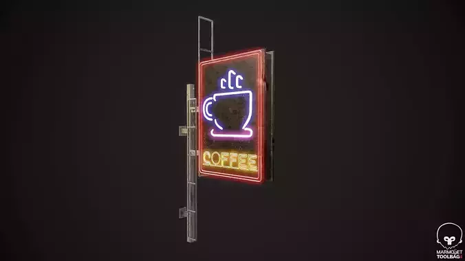 Coffee Neon signs Cyberpunk  Optimized FOr games 