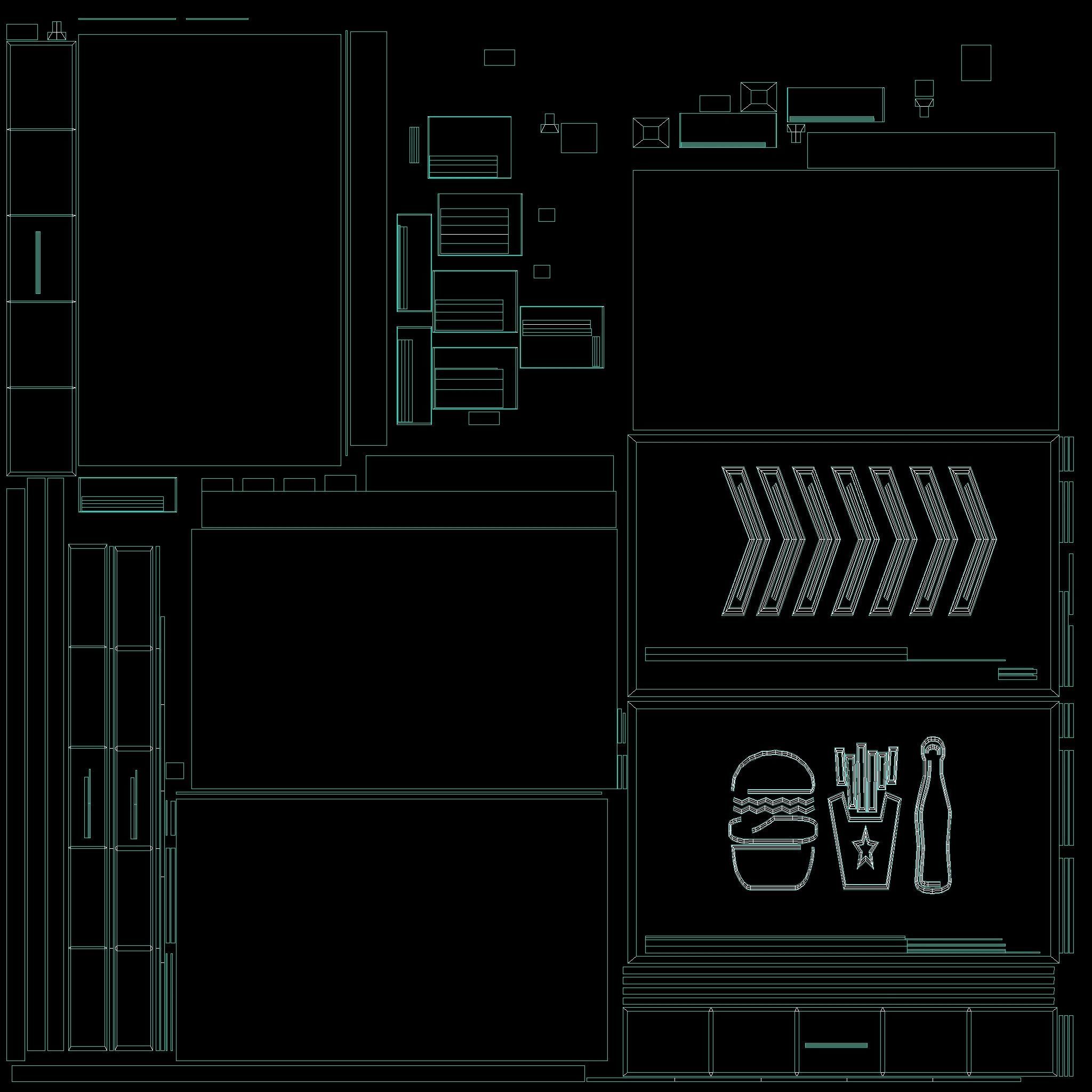 FastFood Neon signs Cyberpunk  Optimized FOr games  Low-poly 3D model_6