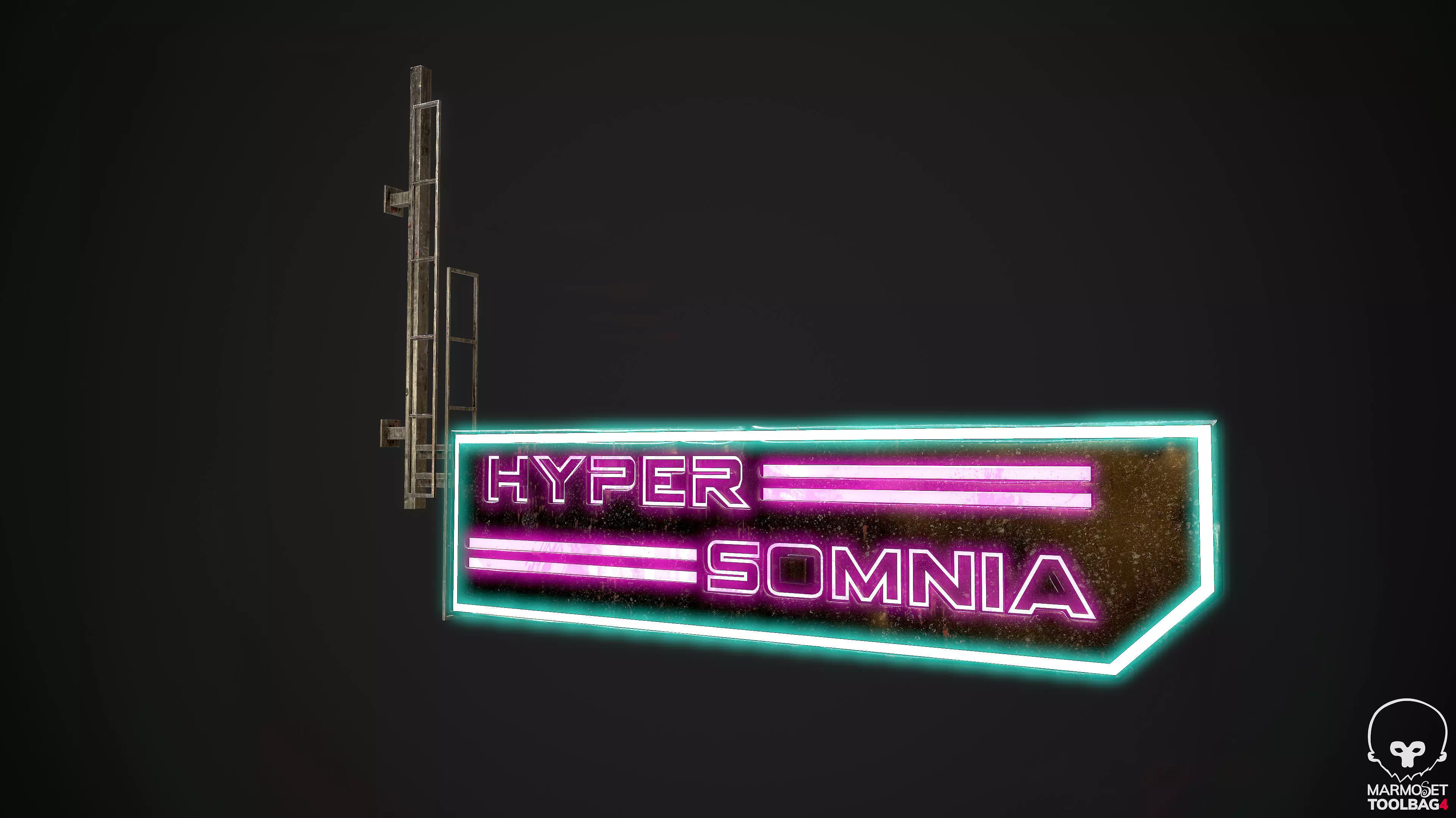 Neon signs Cyberpunk Optimized FOr games Low-poly 3D model