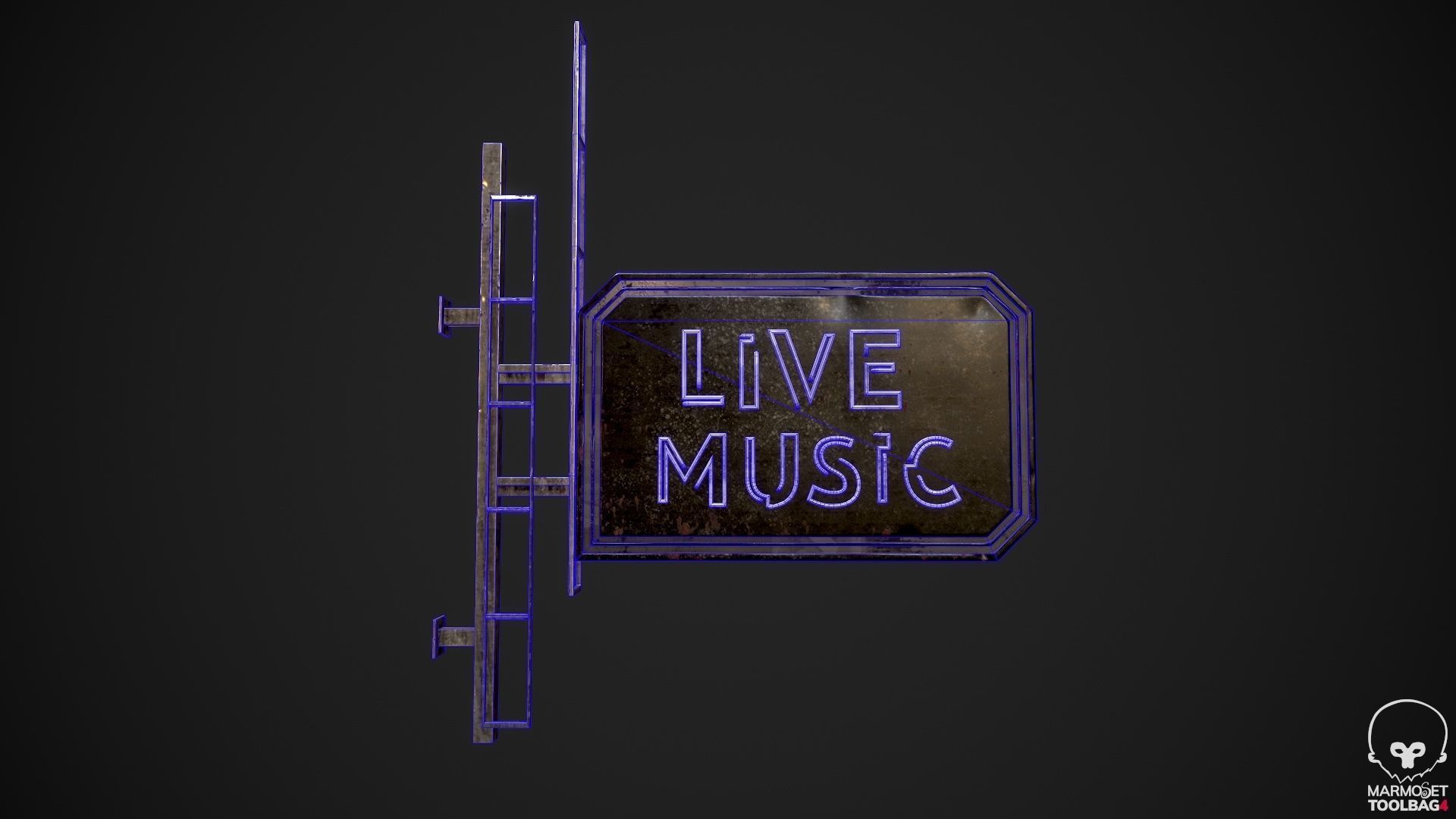 LiveMusic Neon signs Cyberpunk  Optimized FOr games  Low-poly 3D model_5