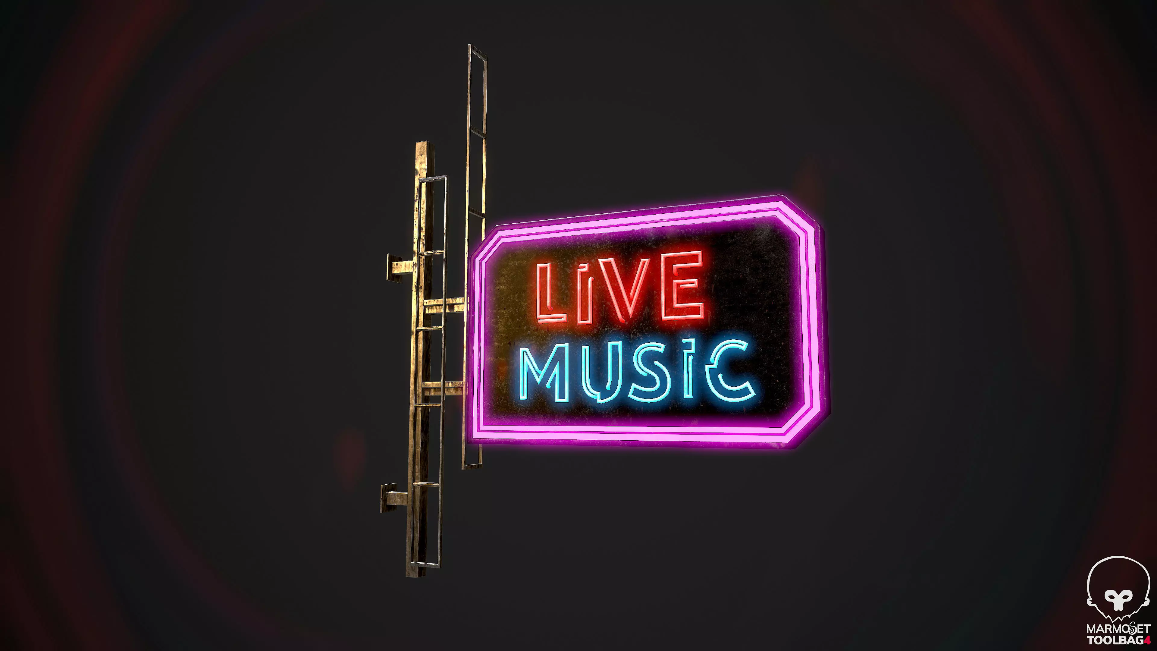 LiveMusic Neon signs Cyberpunk  Optimized FOr games  Low-poly 3D model_0