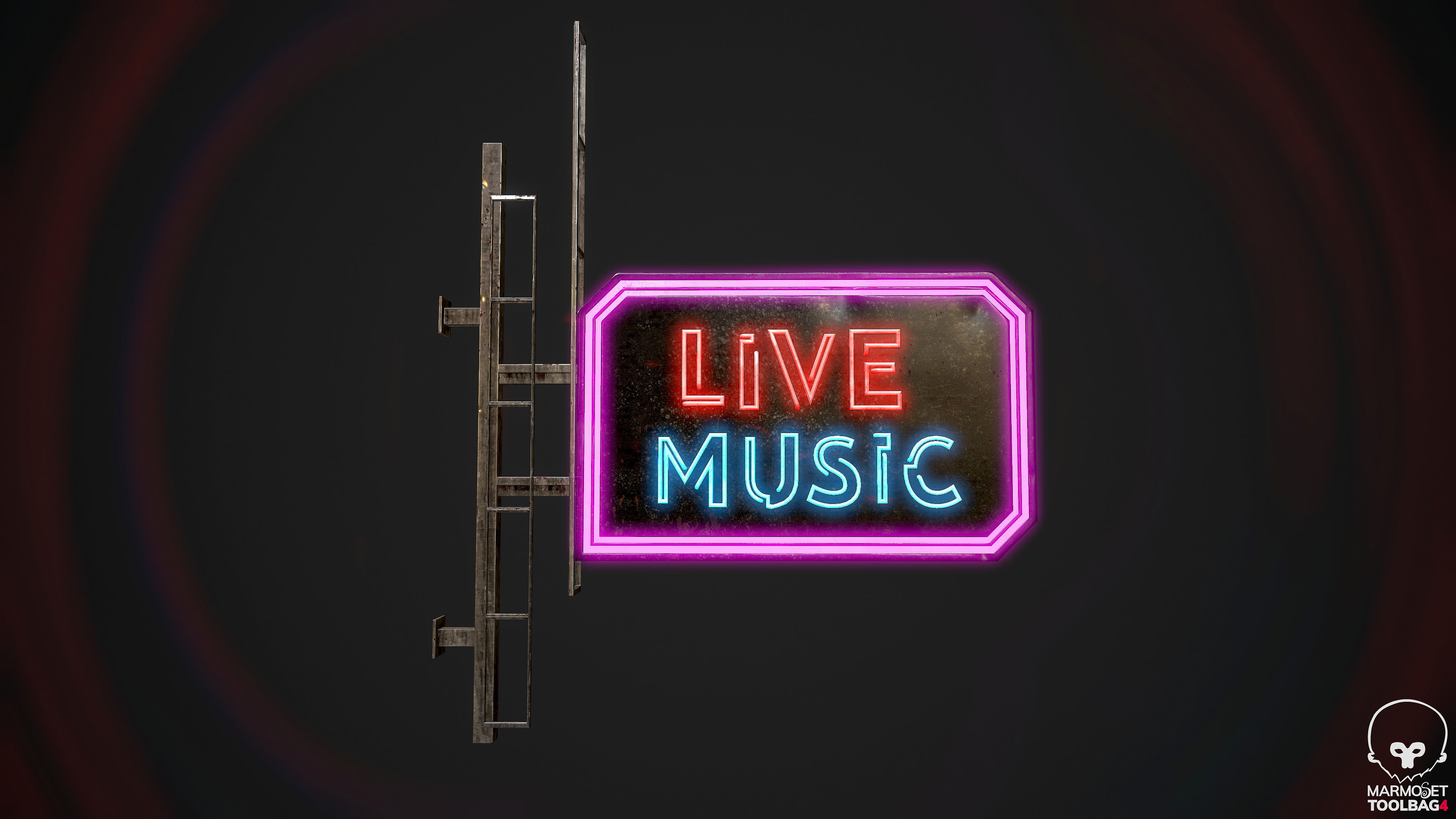 LiveMusic Neon signs Cyberpunk  Optimized FOr games  Low-poly 3D model_3